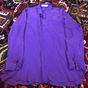 Purple Silk Button Down Blouse